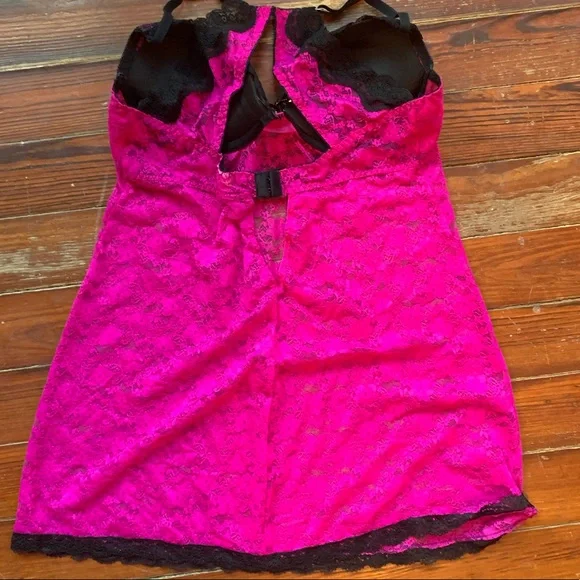 Seductive Wear Bright Pink Black Underwire Push Dress Babydoll by Cinema Etoile - Picture 5 of 12